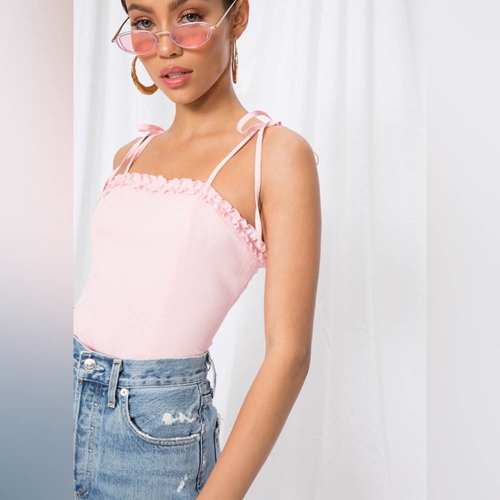 Superdown Lea Cami Top Baby Pink Size L New Summer Beach Vacation Barbie Spring